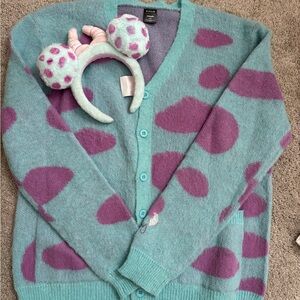 Rare Disney Monsters Inc Sully cardigan with matching ears and shirt Cakeworthy